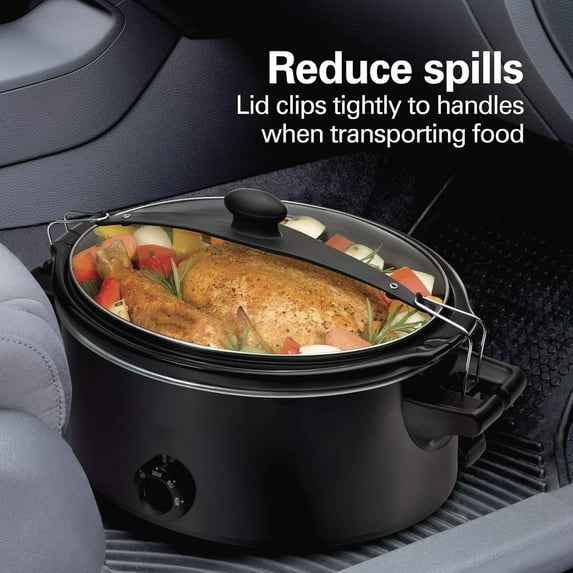 Portable Slow Cooker with Lid Lock, Dishwasher- Crock