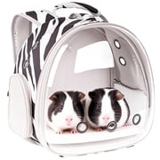 Portable Small Animal Backpack with Zebra Printing, Space Capsule Bubble Pet Carrier Cage Travel for Guinea Pig, Rabbit, Hamster, Bird, Bearded Dragon, Sugar Glider, Squirrel, Tortoise, Lizard