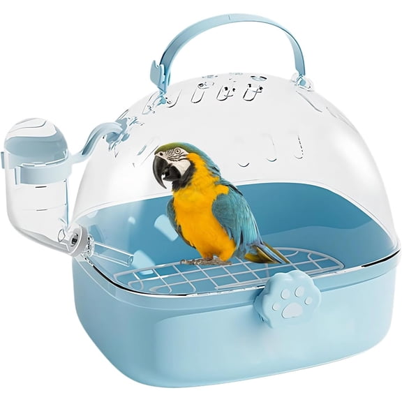 Portable Small Animal Carrier with Water Bottle, for Birds, Hamsters, Guinea Pigs, Lovebirds, Budgies, 17x16x18 cm
