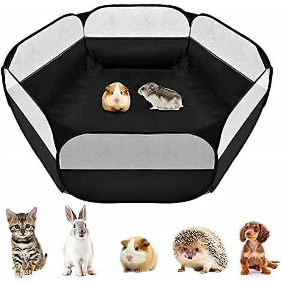 Portable Small Animal Playpen Kitten Playpen Breathable Transparent and Ventilated Pet Cage Foldable Yard Exercise Fence for