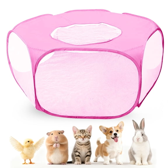 Portable Small Animal Playpen with Lid, Breathable Cat Kitten pens Indoor/Outdoor Yard Exercise Cage House Tent for Small Animals Guinea Pig Hamster Chinchillas Rabbits Bunny