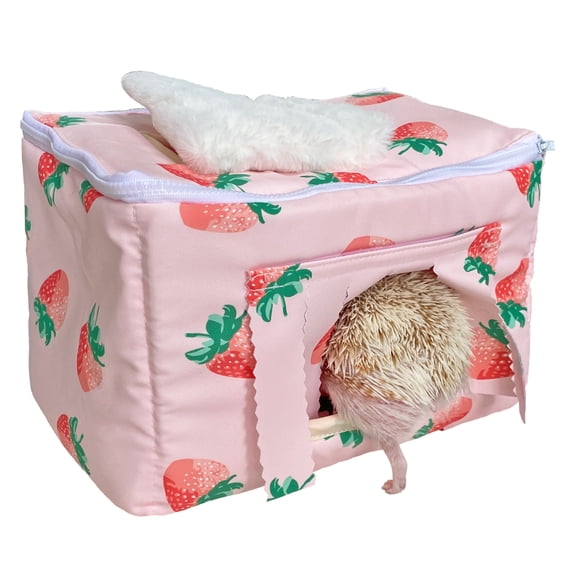 Portable Small Animals House Hide Cave Habitat for Hedgehog Guinea Pig Ferret Squirrel Bed Nest ( Pink )