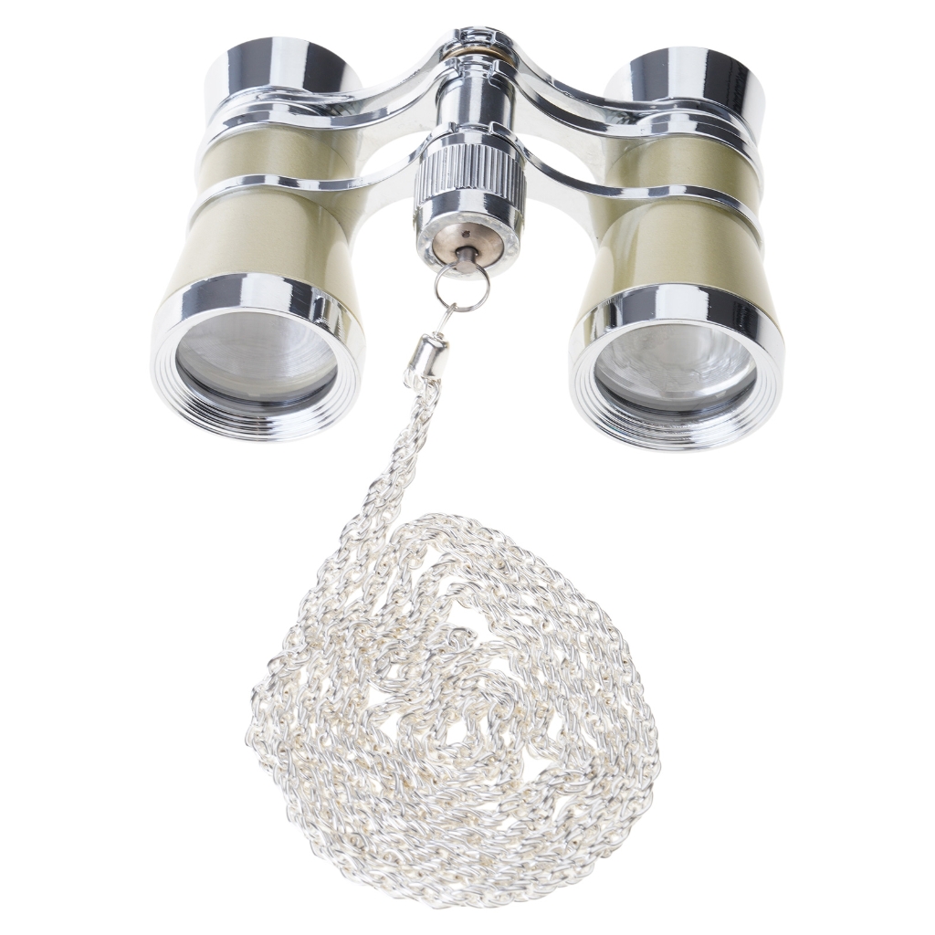 Portable Small Binocular Operas Theater Glasses Metal Operas Glasses with Chain Women Enduring