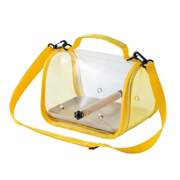 Portable Small Bird Travel Cage Carrier, A Convenient Go Out Solution for Various Birds and Lizard, Featuring a Standing Perch(Yellow)