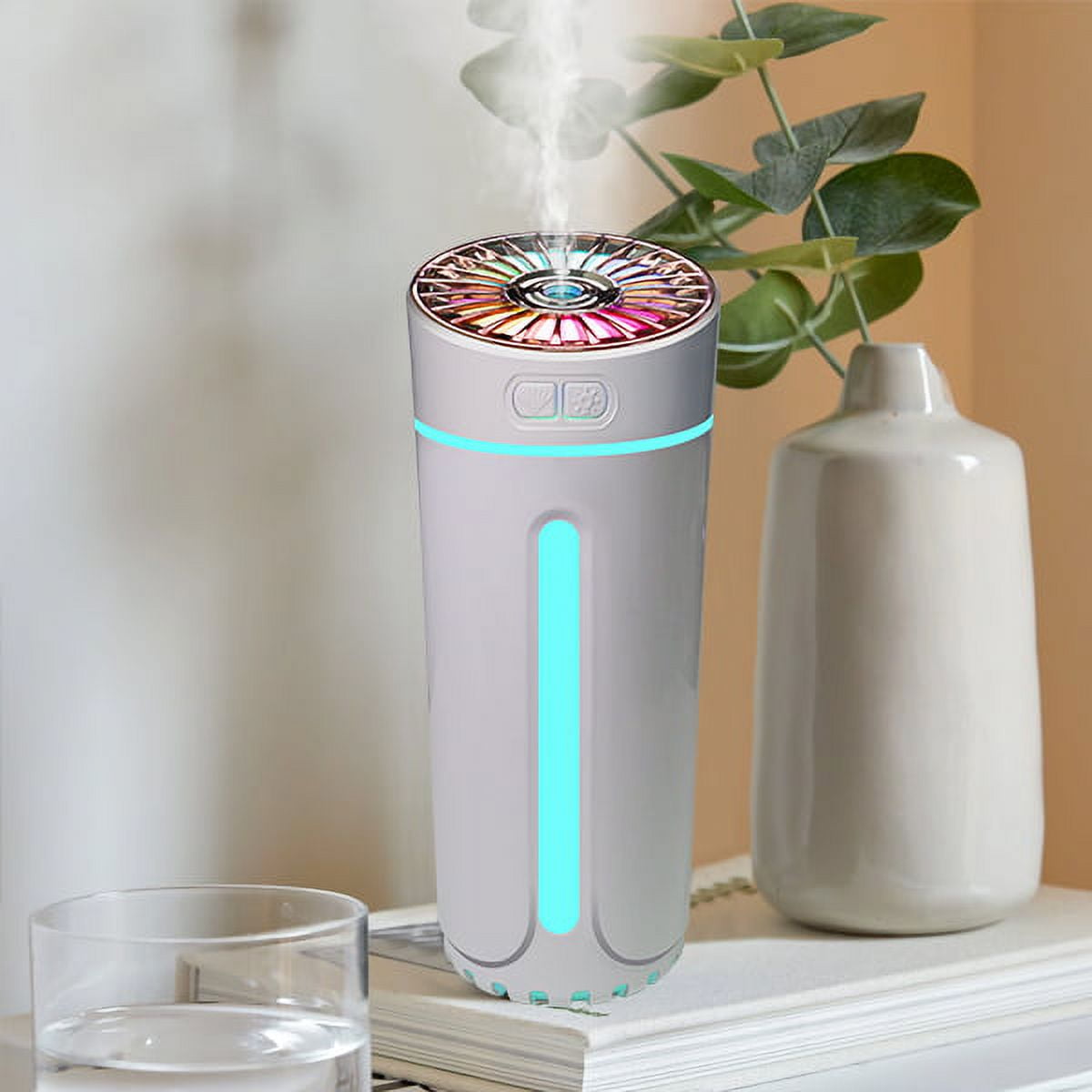 Portable Small Cool Mist Air Humidifiers 300ML, USB Desktop Mini Humidifier  for Car, Bedroom, Baby Room, Plants, Office with Auto Shut Off & Night  Light, 2 Spray Modes, Super Quiet Humidifier (White) 