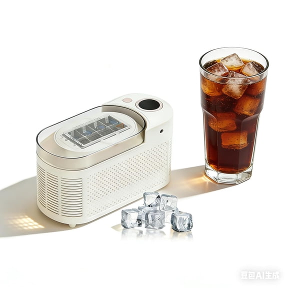 Portable Small Ice Maker, Mini Ice Cube Maker Countertop, 12V/AC Dual Power Quiet Compact Ice Machine with Clear Cover and Clip, for Home Kitchen, Camping RV, Dormitory, Office (White)