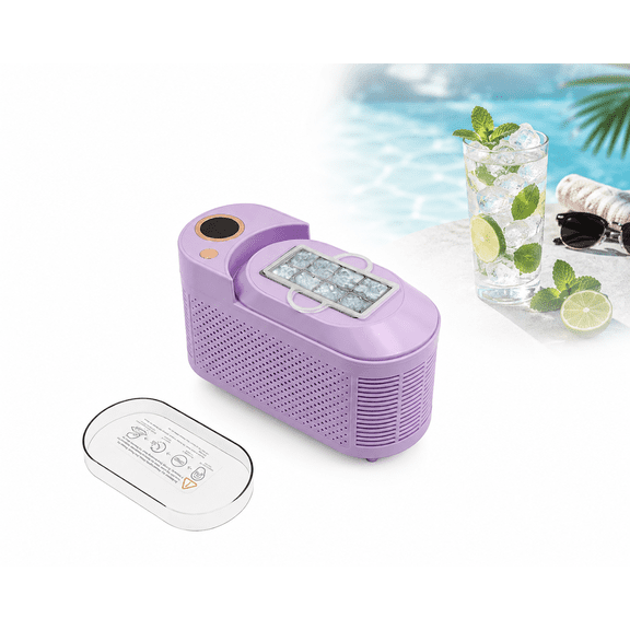 Portable Small Ice Maker with Clear Cover, 12V Car and Home Use, 8 Cubes Ready Quickly, Compact for Camping, RV