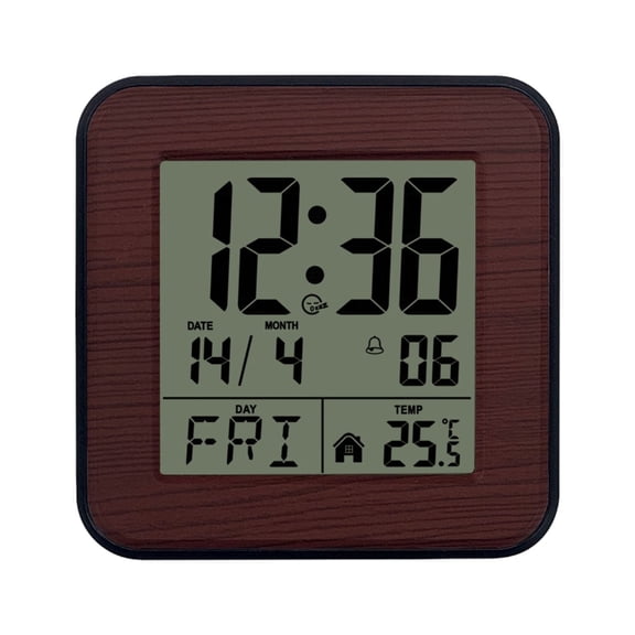 Portable Small LCD Digital Alarm Clock Battery Operated with Date Day Temperature 12/24 H Backlight Snoozes for Bedroom