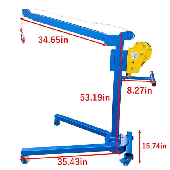 Portable Small Lift Floor Crane Foldable Mobile Hand Lift Hoist Crane