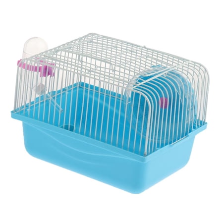 Portable Small Mouse Hamster Cage with Food Dispenser & Exercise Wheel - Blue