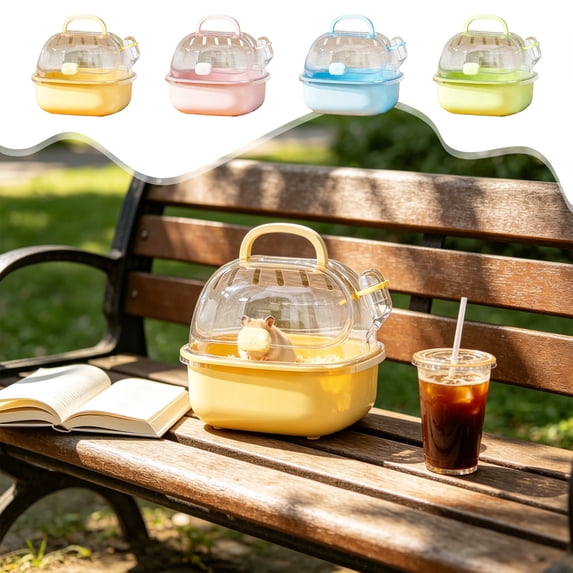 Portable Small Pet Carrier Travel Backpack for Hamsters and Birds, Clear Acrylic Cage with Water Bottle, Ventilated Escape Proof Box for Small Animals