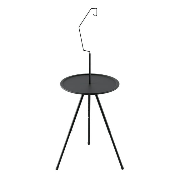 Portable Small Round Camping Table, Wenini Adjustable Double Layer Picnic Table with Light Rack, Lightweight Outdoor Coffee Table for Camping Hiking Beach with Detachable Hook