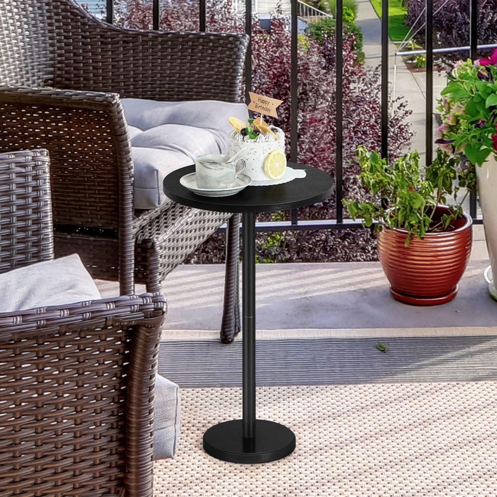 Small Weatherproof Table Portable Small Spaces Pedestal Side Table - Waterproof MDF & Rust-Proof ...