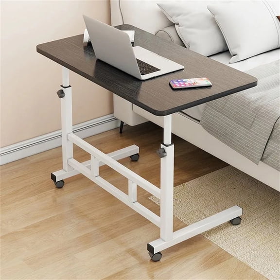 Portable Small Standing Desk with Wheels, Adjustable Height Rolling Laptop Computer Table on Casters, Mobile Sit Stand Desk for Home Office, Study, Bedroom (Black)