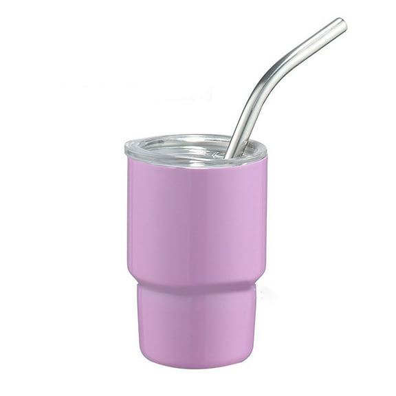 Portable Small Water Bottle 2oz Stainless Steel Car Cup With Straw Travel Coffee Mug for Home, Office or Car