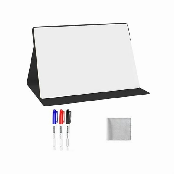 Portable Small White Board,Reusable Dry Erase Board with Stand,Desktop Whiteboard for Office Meeting Bussiness Black
