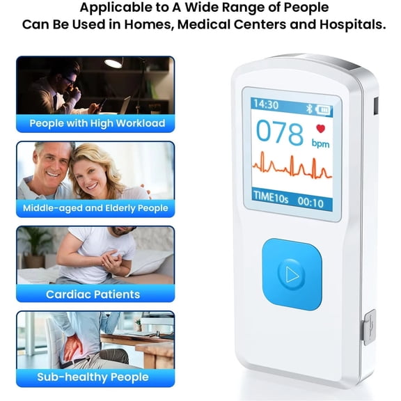 Portable Smart ECG Monitor Device - Wireless Heart Rate & Arrhythmia Detection for Daily Health Monitoring