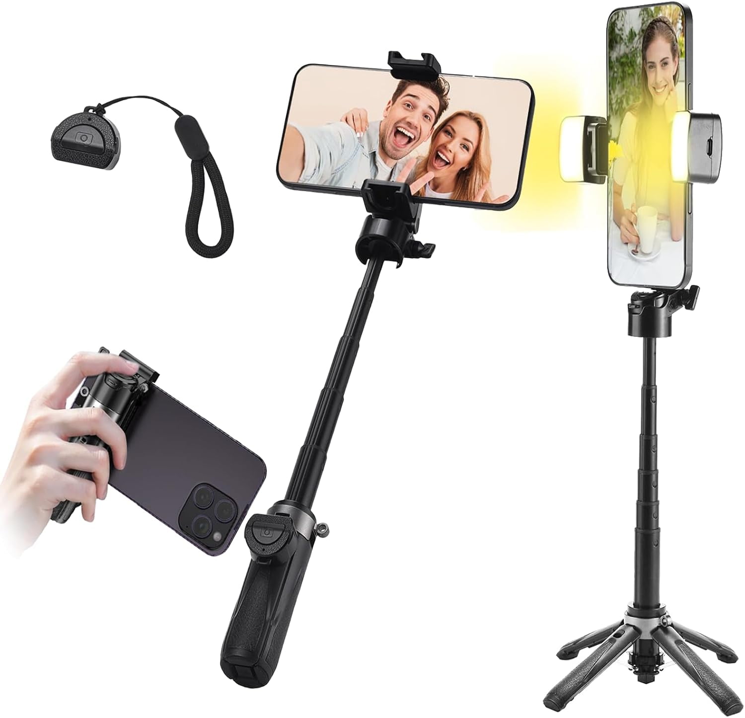 Portable Smartphone Tripod Selfie Stick with Bluetooth Remote Control ...