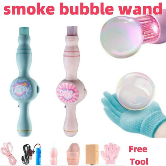 Portable Smoke Bubble Machine with Elastic Wand, Colorful Magic Fog Bubbles for Parties, Weddings, Festivals, Fun for Indoor & Outdoor Fun