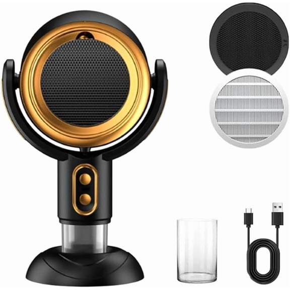 Portable Smoke Purifier Fan, Rechargeable Air Cleaner for Indoor, Desktop Smoke Extractor with Washable Filter for BBQ Hot Pot(Gold)