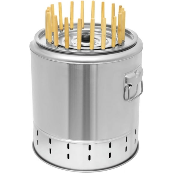 Portable Smokeless Barbecue Charcoal Barrel Grill, Portable Smokeless BBQ Grill Stainless Steel Charcoal Barbecue Grill Large Capacity for 20 Skewer
