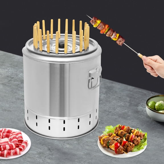 Portable Smokeless Stainless Steel BBQ Grill 2-in-1 for Camping Picnic Barrel