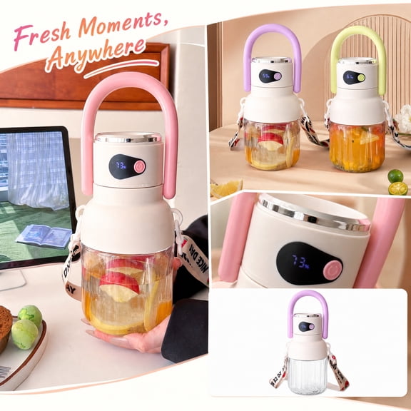 Portable Smoothie Blender, Personal Smoothie Blender, Portable Juicer Blender, Blender Cup, 12X6 Inch Purple Multifunctional Smart Fresh Juice Extractor Portable Water Bottle with