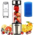 thumbnail image 1 of Portable Smoothie blender Glass bottle Mini USB rechargeable ROSEVIEW 2 battery Handheld Shakes blend Cup USB juicer Cordless Personal smoothies maker mixer, 1 of 7