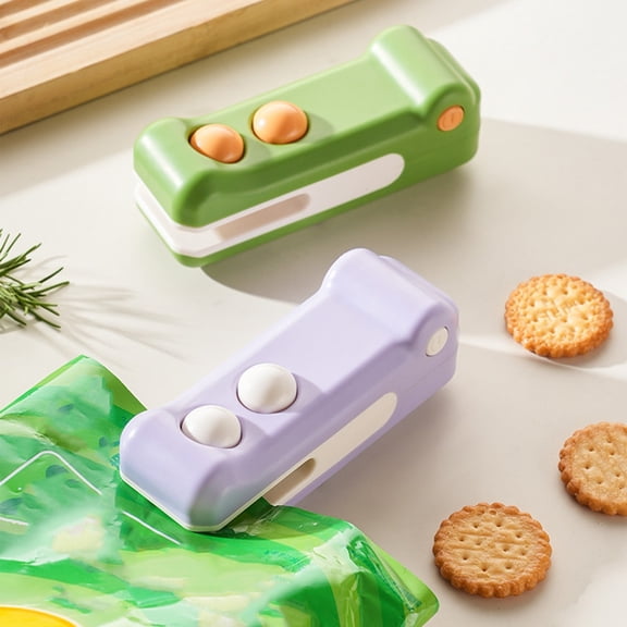 Portable Snack Sealer Machine | Six-Speed Display | Food Preservation | Magnetic Attachment | Automatic Power-Off | Compact Plastic Design | Green Purple | 4.33x1.57in