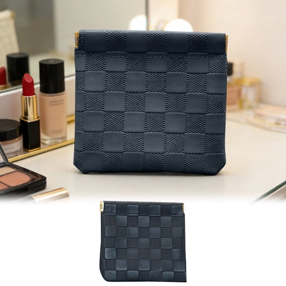 Portable Snap Pouch 2025 Closure Organizer Cosmetic Bag for Travel Outdoor Daily Use with Snap Closure Zipper Free Compact Storage Solution -Style Organizer,4.53*4.72 inch,Black