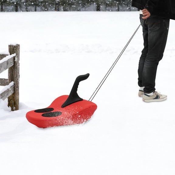 Portable Snow Sled, Sledding Snowboard, Sled Snowboard with Handle, Red