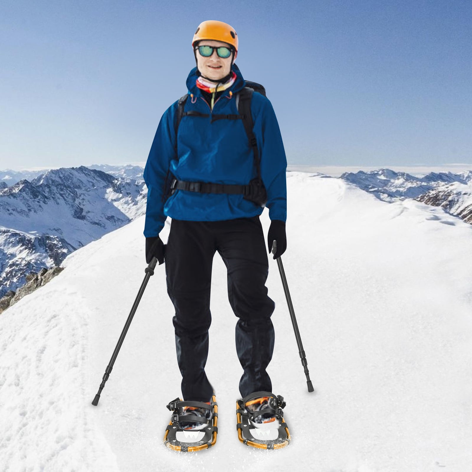 Portable Snowshoes with Adjustable Trekking Poles, Lightweight, High Load Capacity, Perfect for Skiing and Snow Hiking Adventures