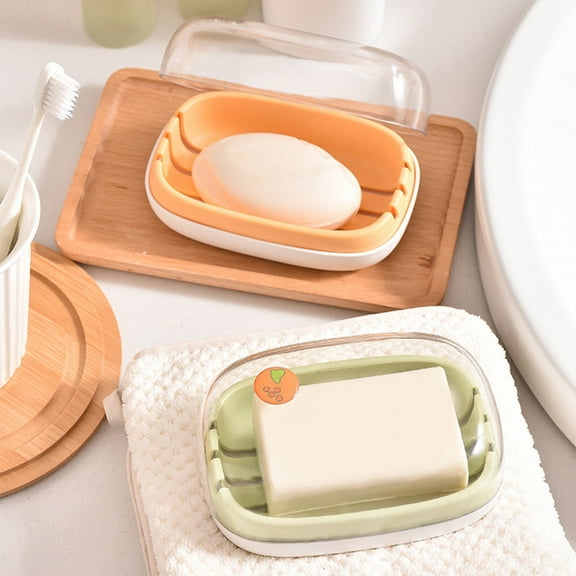 Portable Soap Box with Lid for Laundry Soap Storage Double Layer Design for Learners and Travelers Topliu