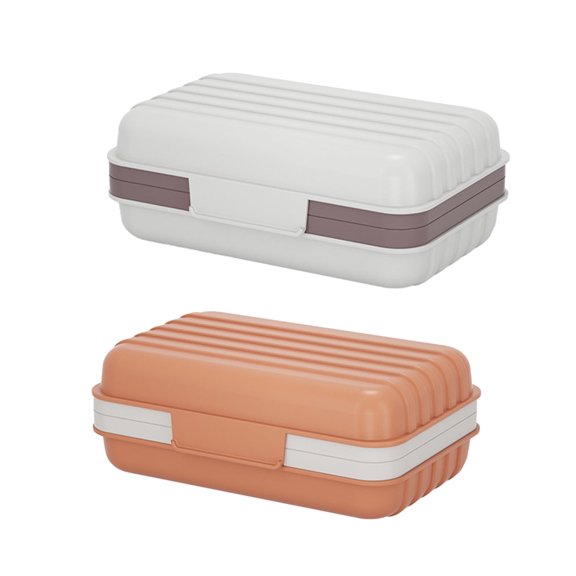 Portable Soap Dish with Lid - Draining Soap Holder for Travel, Camping, Shower, and Bathroom, 2-Pack, 1Grayish White, 1Orange