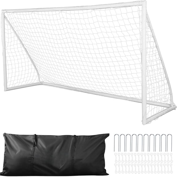 Portable Soccer Goal, 12 x 6 ft Large Practice Soccer Net, Steel Fiberglass Structure Training Goal Set with Carry Bag, All-Weather Outdoor Use, for Backyards, Parks, School Fields