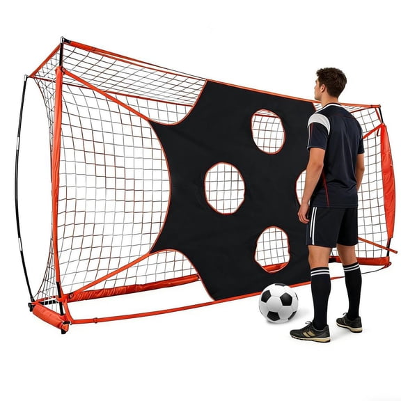 Portable Soccer Goal 12x6 FT, Quick Setup Soccer Training Net with Precision Target, Sturdy Ground Stakes and Frame for Indoor Outdoor Youth Practice and Skill Games