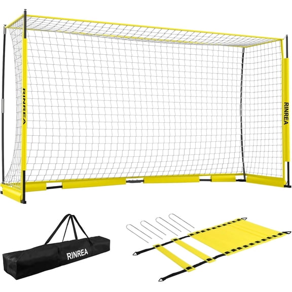 Portable Soccer Goal, Collapsible Soccer Goal Net Metal Base, Quick Setup Soccer Training Equipment with 1 Carry Bag, 1 Agility Ladder, 4 Ground Nails