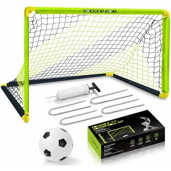 Portable Soccer Goal Set- Backyard Indoor Outdoor Mini Soccer Net with Net, Ball, and Pump.Youth Soccer Goal Sets$$Sport & Recreation Other