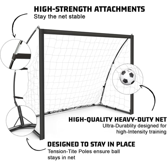 Portable Soccer Goal for Backyard, Kids Youth Adults Soccer Goal Set with Net + Ground Stakes, Soccer Target and Agility Speed Training Equipment