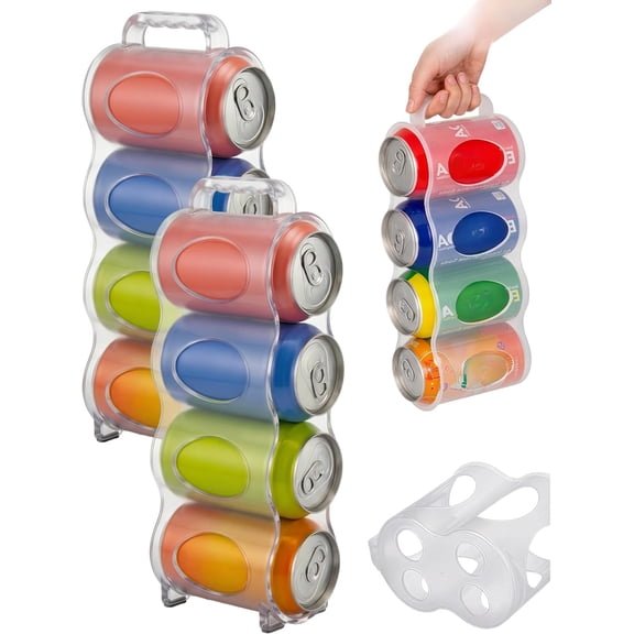 Portable Soda Can Organizer - Space Saving Rotation Beverage Dispenser with Handle for Cooler, Refrigerator and Pantry - clear-2pcs