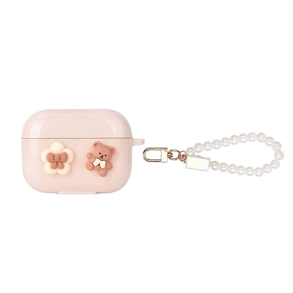 Portable Soft Earphone Cover With Bows Accent And Pearls Straps Secure Carry for 3 2025 Earbuds