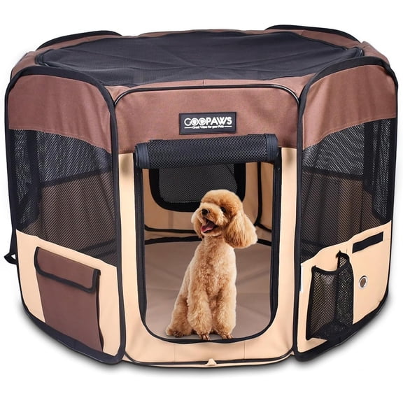 Portable Soft Pet Exercise Pen 36 Inch Round with Carry Bag for Dogs, Cats, Rabbits