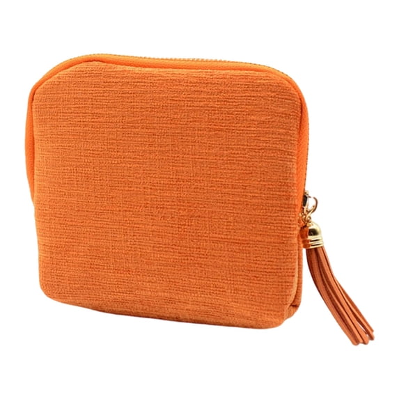 Portable Soft Zipper Travel Jewelry Pouch with 5 Divided Compartments, Anti Scratch Carry Case for Earring, Necklace, Bracelet & Small Accessory Safekeeping,5.11x4.33x1.18 Inch,Orange