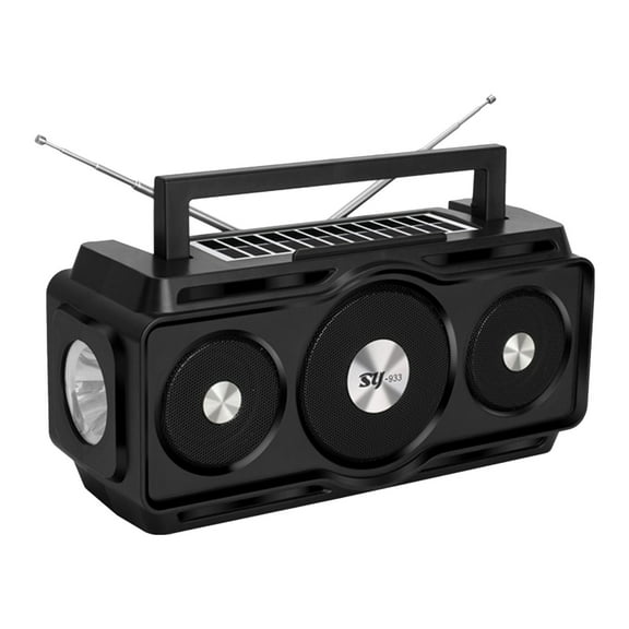 Portable Solar Bluetooth Speaker with FM Radio and Flashlight, Outdoor Emergency Device, 8W Audio, 1200mAh Battery for Hiking and Emergency Use