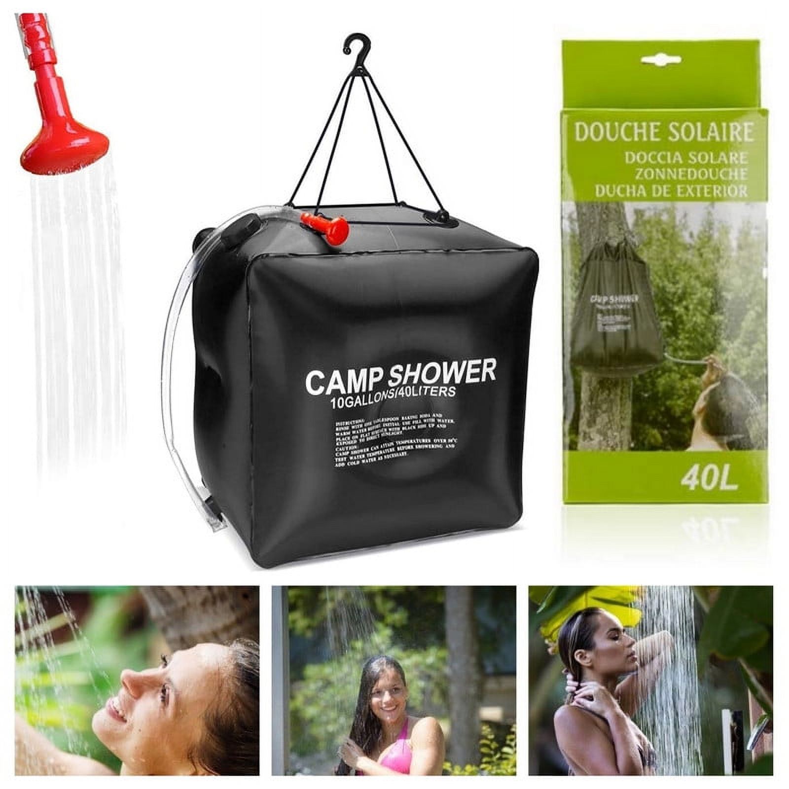 Portable Solar Camping Shower 10 Gallons/40L Solar Heating Camping Shower Bag with Removable