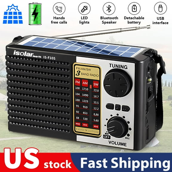 Portable Solar Emergency Radio MP3 Player High-Quality Digital Sound, FM/AM & Shortwave Reception, Rechargeable, Ultra-Portable Design