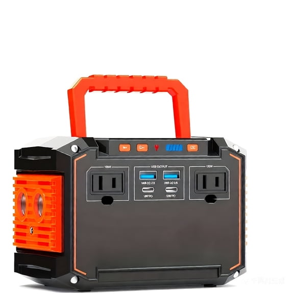 Portable Solar Generator 237Wh with 60W Solar Panel, 2 AC Outlets, USB-C PD/QC3.0, LED Light for Camping, RV, Emergency Power Supply