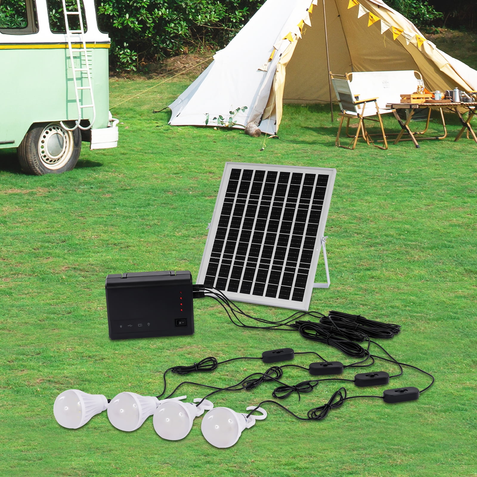 Portable Solar Generator Kit Power Inverter for Camping Solar Panel Rechargeable Suitable for Car Vehicles, Trucks, RV, Boat, Road Trips.