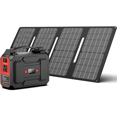 Portable Solar Generator Power Station, 200W Peak/100W Rated, 146Wh with 40W Solar Panel, AC Outlet 110V, Ideal for Home, Camping, and Outdoor Adventures