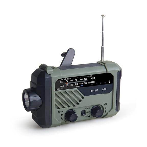 Portable Solar Hand Crank Radio AM FM Emerncy Multi-functional Reading Lamp Flashlight SOS Alarm 2000mAh Power Bank ,Listen Anytime, Anywhere